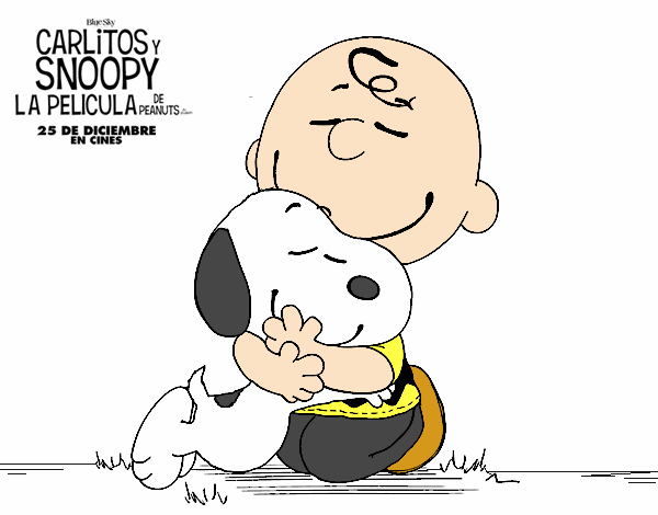 Snoopy y Carlitos abrazados