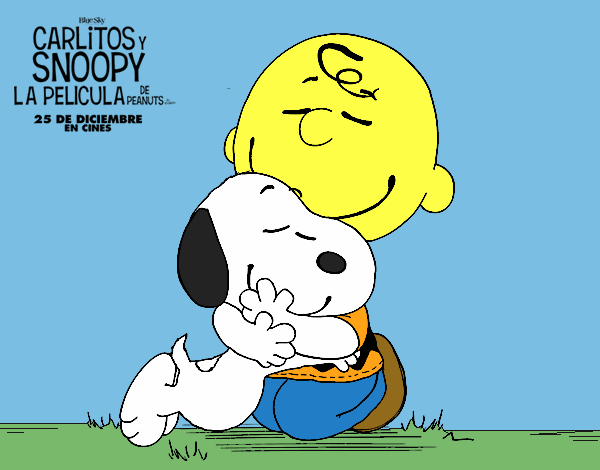 Snoopy y Carlitos abrazados