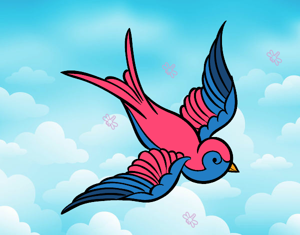 El pajarito rosa y azul . 