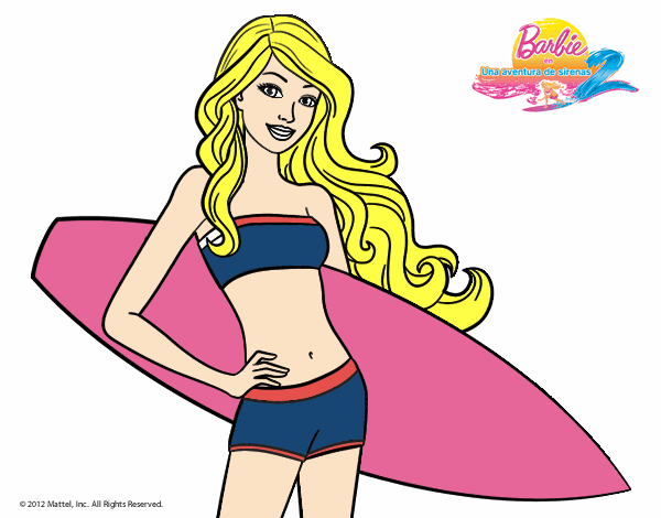 Barbie con tabla de surf