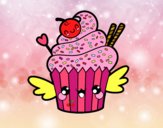 Cupcake kawaii con cereza