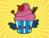 Cupcake kawaii con cereza