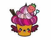 Cupcake kawaii con fresa