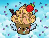 Cupcake kawaii con fresa