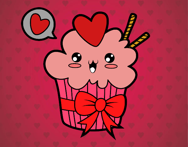 Cupcake kawaii con lazo