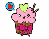 Cupcake kawaii con lazo