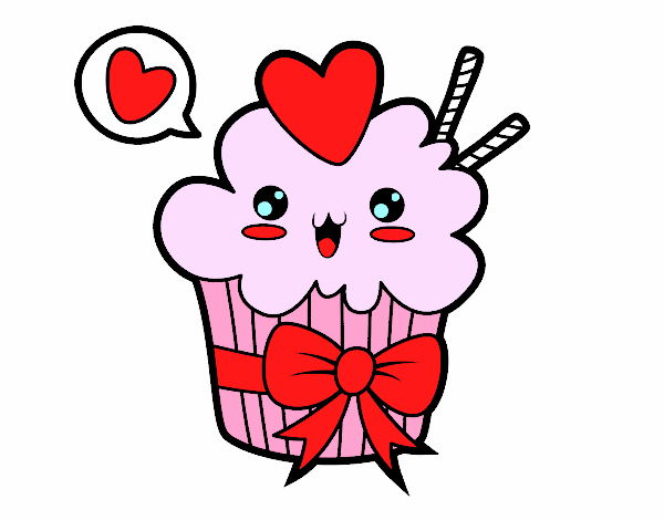 Cupcake kawaii con lazo