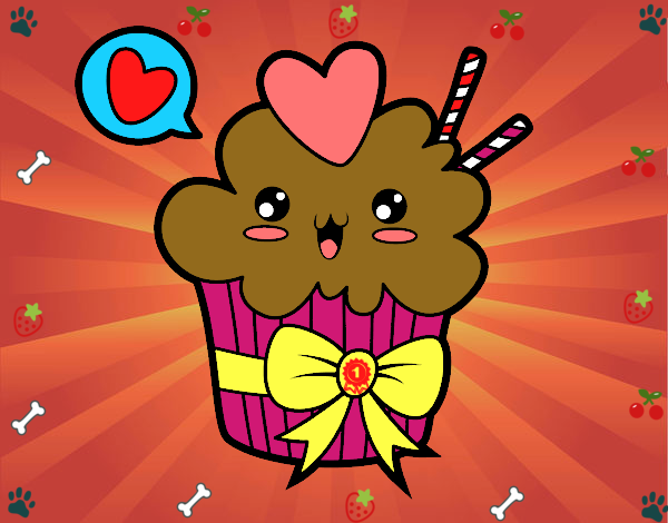 Cupcake kawaii con lazo