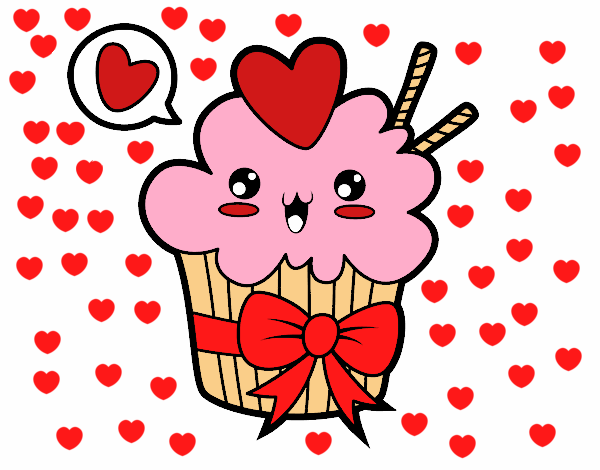 Cupcake kawaii con lazo