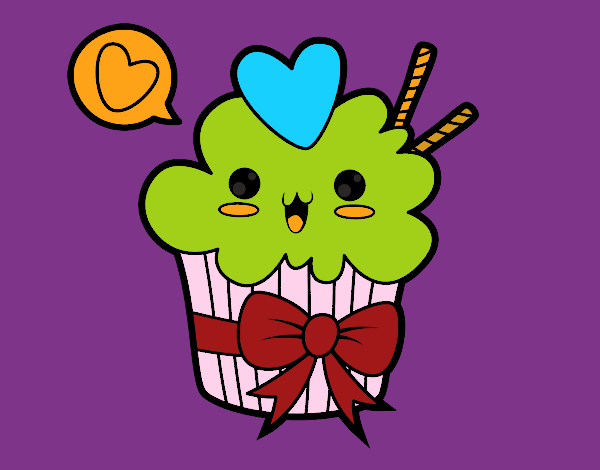 Cupcake kawaii con lazo