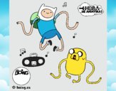 Dibujo Finn y Jake escuchando música pintado por sharon2016