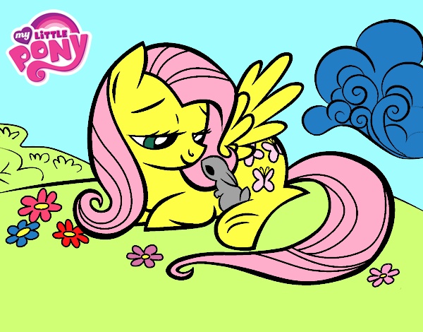 Fluttershy con un conejito