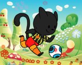 Dibujo Gato jugando a fútbol pintado por Ladybug