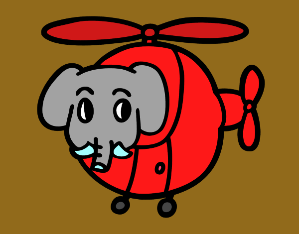 Helióptero con elefante