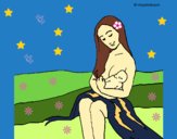 Dibujo Madre con su bebe pintado por linda423