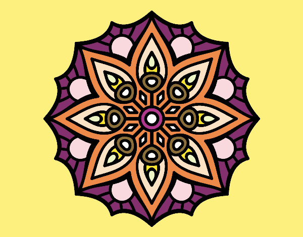 Dibujo Mandala simetría sencilla pintado por kapra