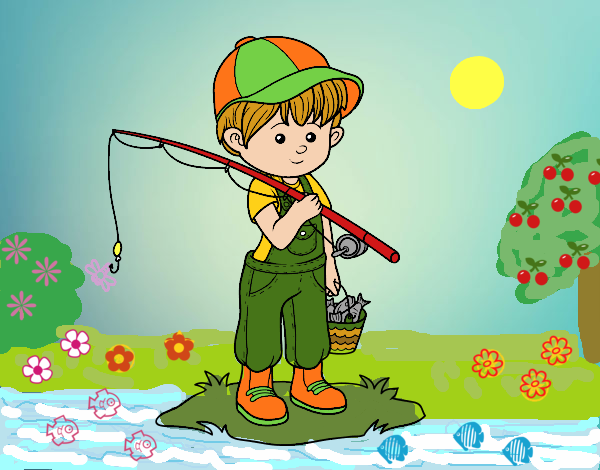 Dibujo Niño pescador pintado por queyla