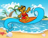 Perro surfeando