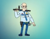 Dibujo Policía veterano pintado por queyla