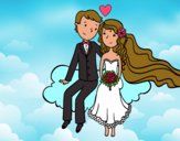 Recién casados en una nube