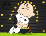 Snoopy y Carlitos abrazados