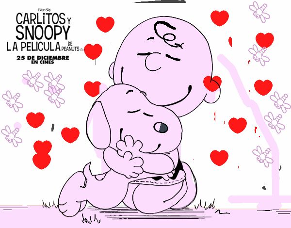 Snoopy y Carlitos abrazados