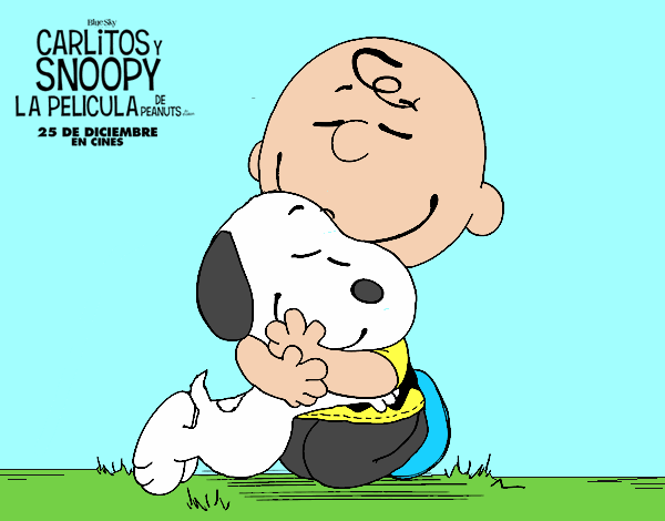 Snoopy y Carlitos abrazados