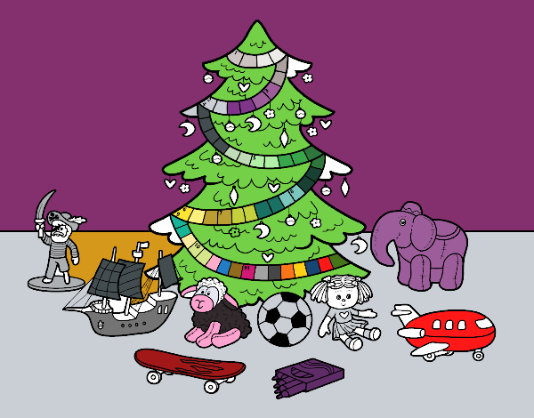 Árbol de Navidad y juguetes