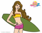 Barbie con tabla de surf