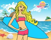 Barbie con tabla de surf