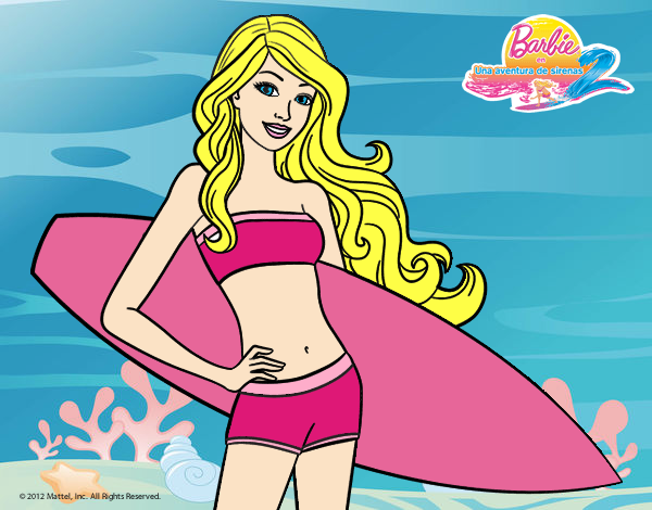 Barbie con tabla de surf