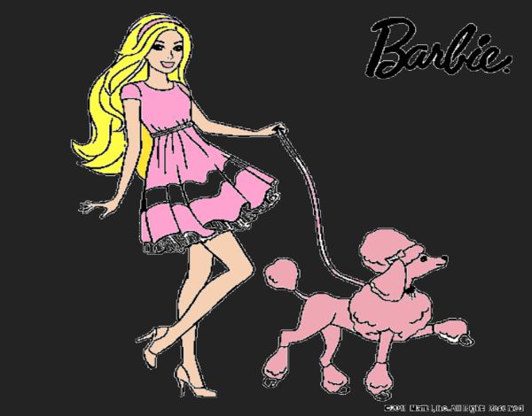 Dibujo Barbie paseando a su mascota pintado por amalia