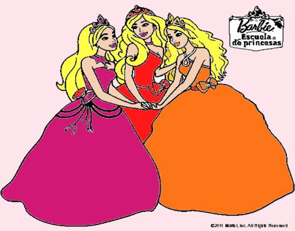 Dibujo Barbie y sus amigas princesas pintado por amalia