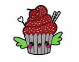 Cupcake kawaii con cereza