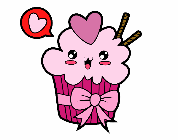 Cupcake kawaii con lazo