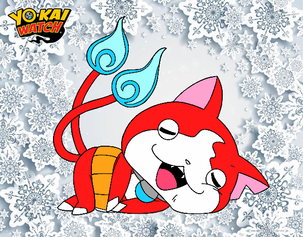 jibanyan tumbado en la nieve