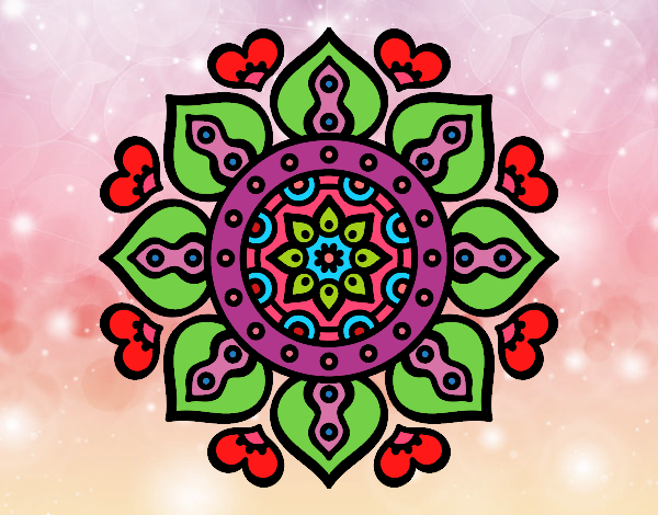 Dibujo Mandala corazones árabes pintado por Noelia468