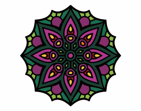 Dibujo Mandala simetría sencilla pintado por amalia
