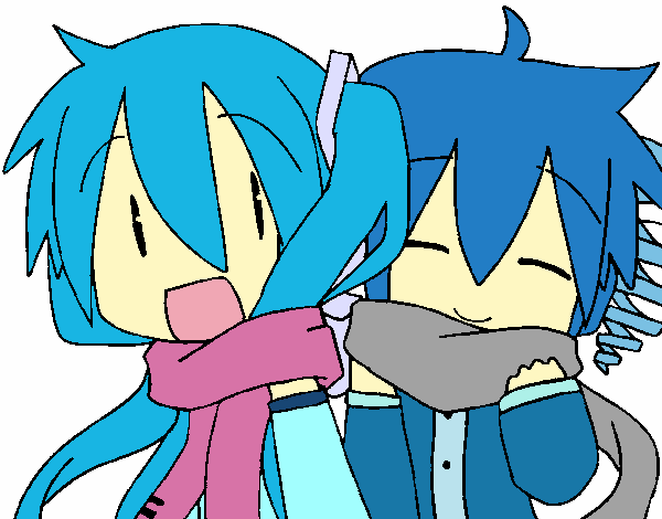 Miku y Len con bufanda