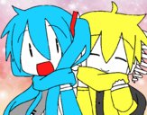 Miku y Len con bufanda