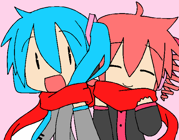 Miku y Len con bufanda