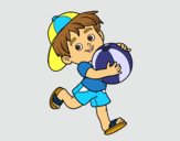Dibujo Niño jugando con balón de playa pintado por karolyne