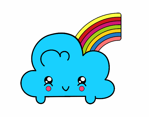 Nube con arco iris kawaii