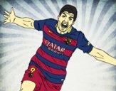 Dibujo Suárez celebrando un gol pintado por Joelinho