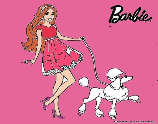 Barbie paseando a su mascota