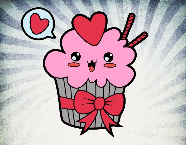 Cupcake kawaii con lazo