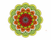 Dibujo Mandala flor y hojas pintado por JC2016