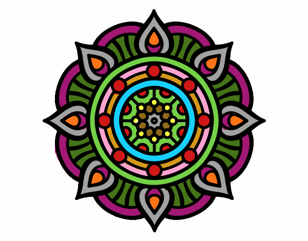 Dibujo Mandala puntos de fuego pintado por JC2016