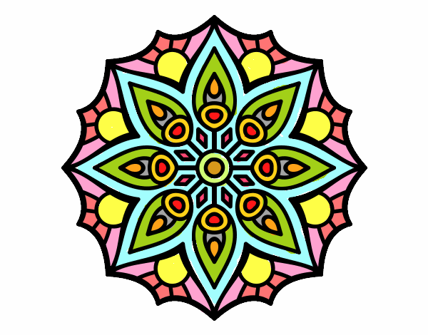 Dibujo Mandala simetría sencilla pintado por JC2016