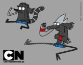 Mordecai y Rigby karatekas